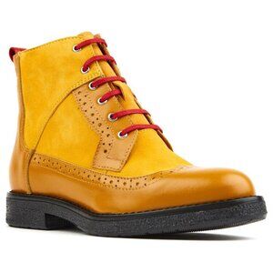 NEW!  Embassy London Hatter Brogue Ankle Boots in Yellow EU41 US10 NWOB
